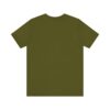 Olive green plain T-shirt, back view.