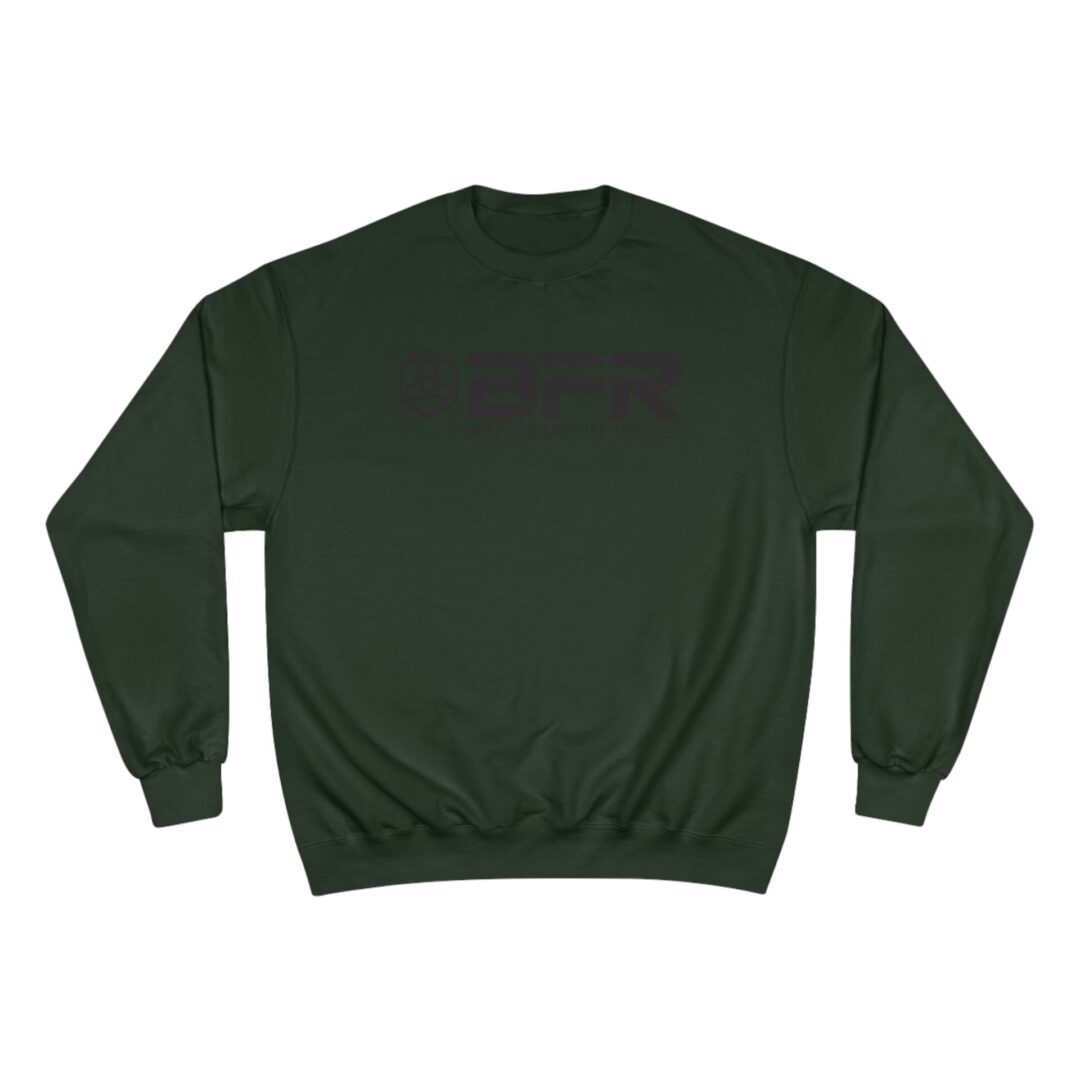 Dark green sweatshirt with subtle logo design. Dark green sweatshirt with subtle logo design.