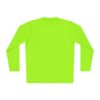 Bright green long-sleeve shirt, rear view.