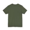 Olive green t-shirt back view.