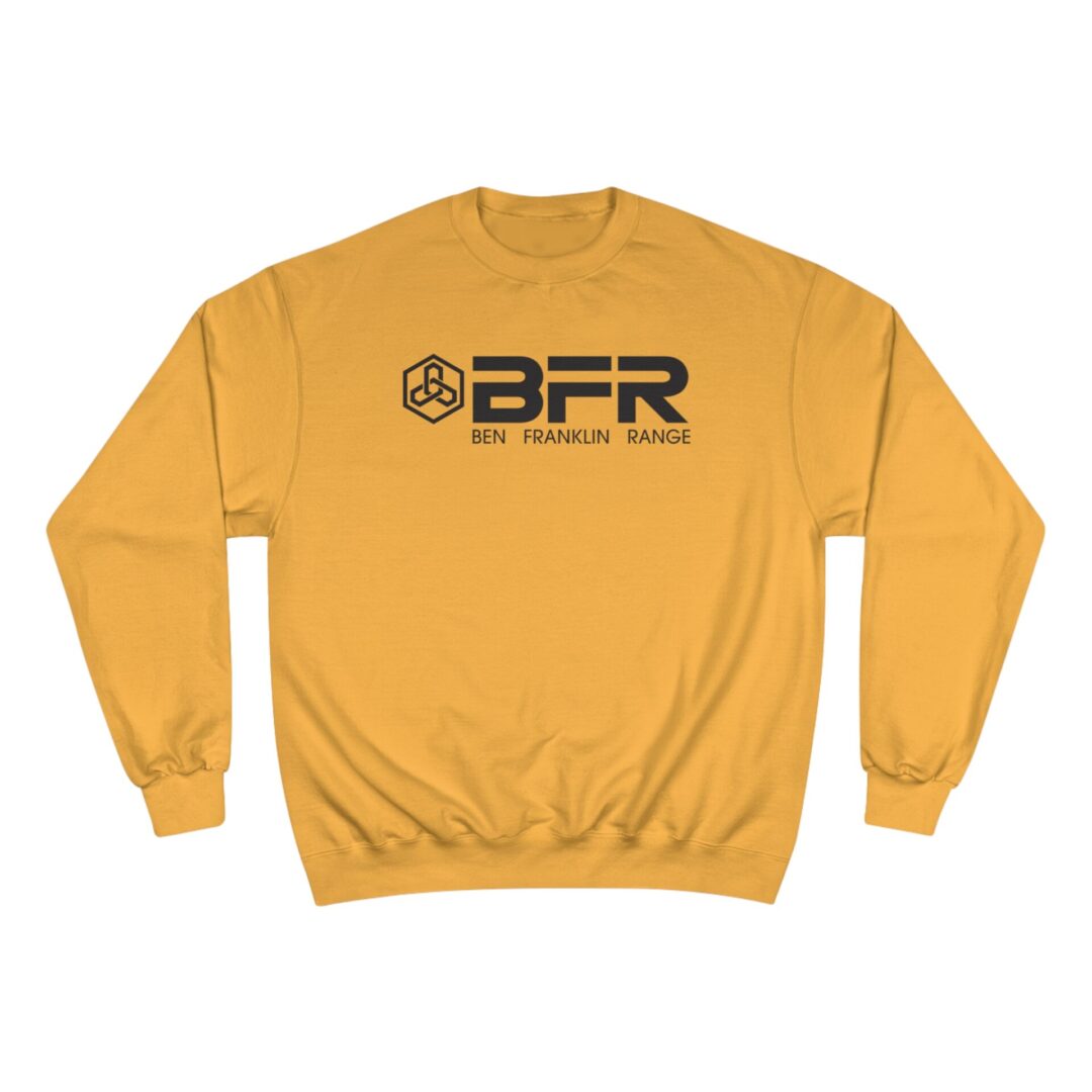Yellow sweatshirt with "BFR" logo design. Yellow sweatshirt with "BFR" logo design.
