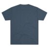 Back view of plain blue T-shirt.
