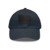 Dark blue baseball cap with black patch.