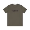 Olive T-shirt with "BFR" logo design.