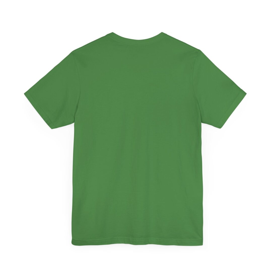 Green T-shirt back view on white background.