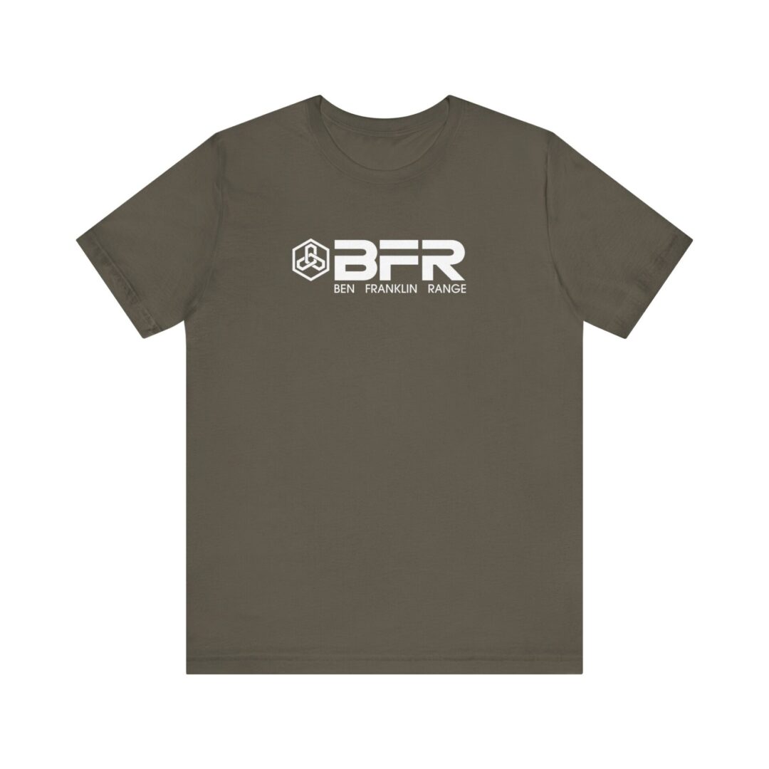 Brown t-shirt with BFR logo design.