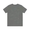 Gray t-shirt with short sleeves, back view.