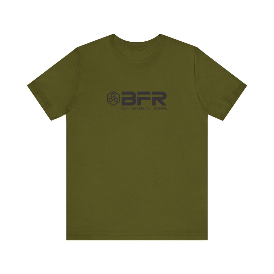 Olive green t-shirt with BFR logo.