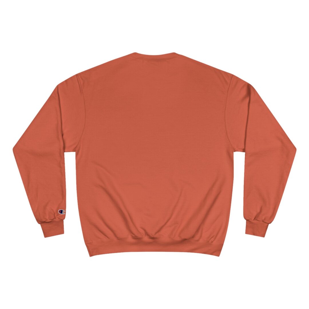 Orange sweatshirt, back view, plain design. Orange sweatshirt, back view, plain design.