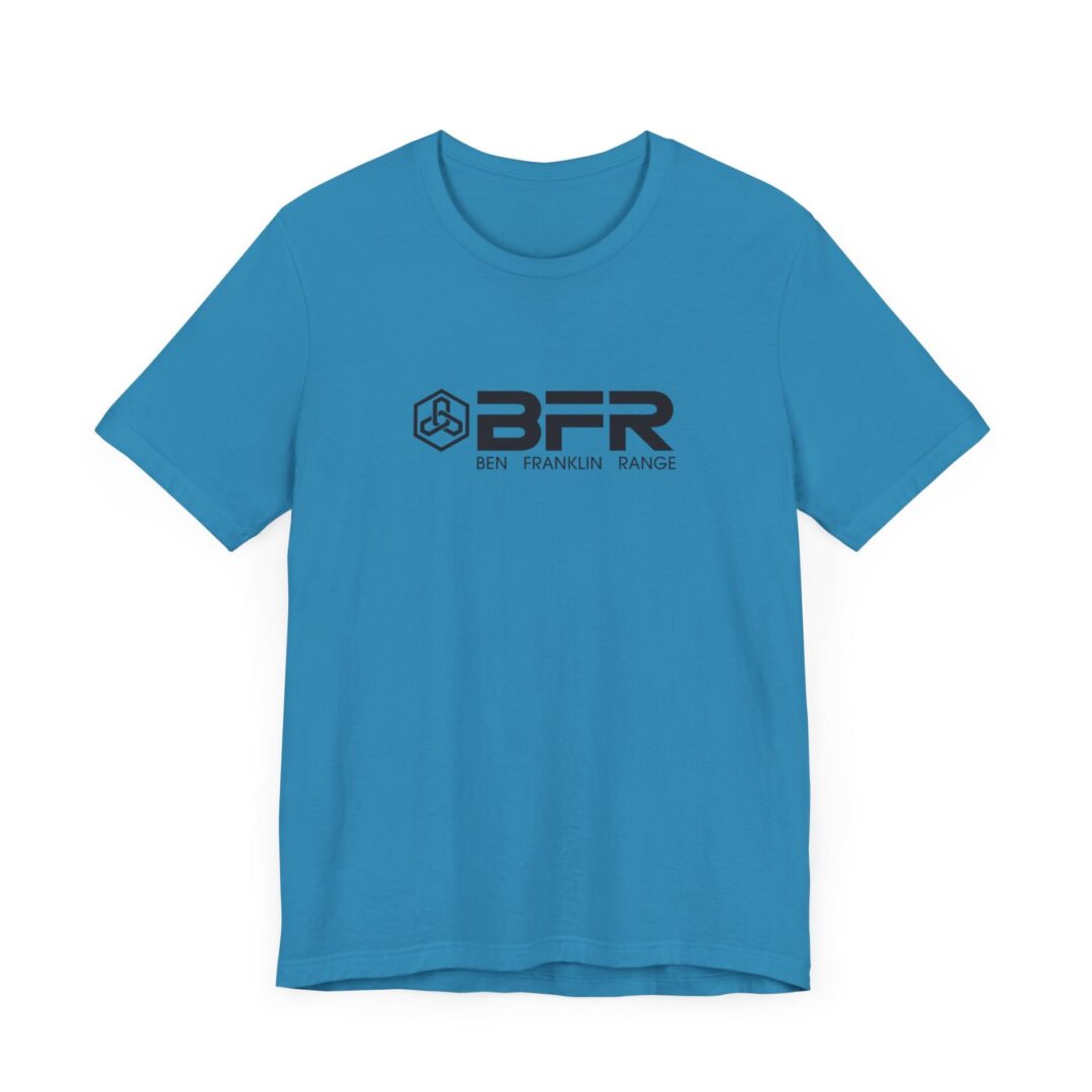 Blue T-shirt with BFR logo design.