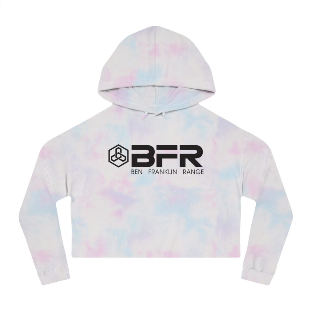 Tie-dye hoodie with BFR logo design.