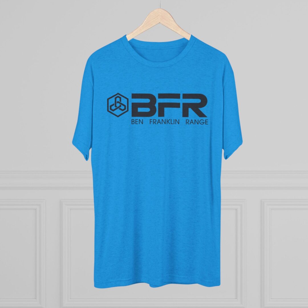 Blue t-shirt with BFR logo design.