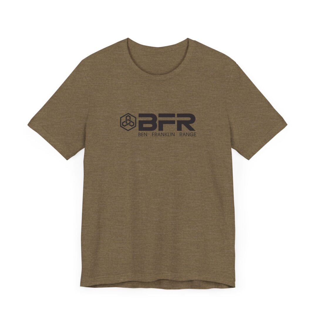Brown T-shirt with BFR logo design.