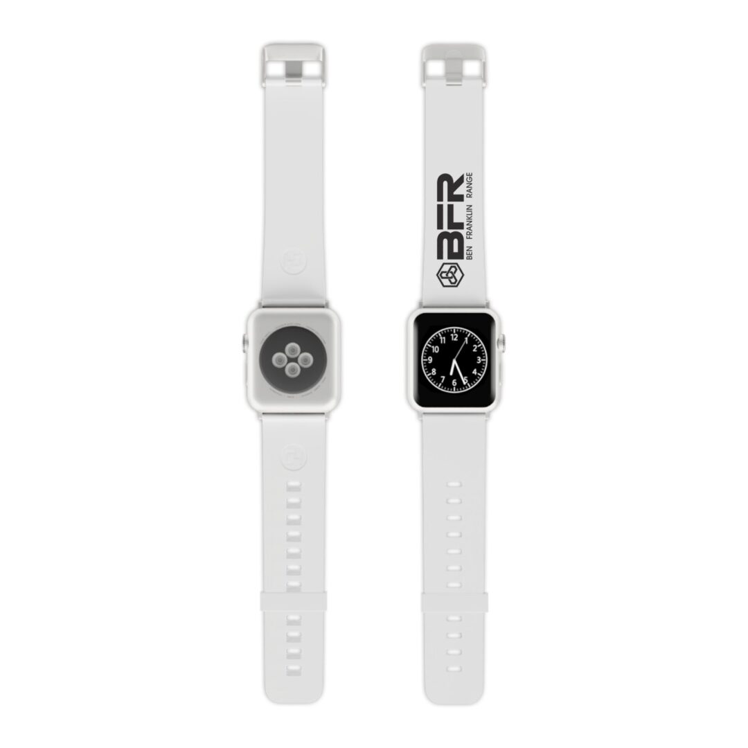 Two white smartwatches with BFR branding.