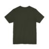 Plain dark green T-shirt, back view.