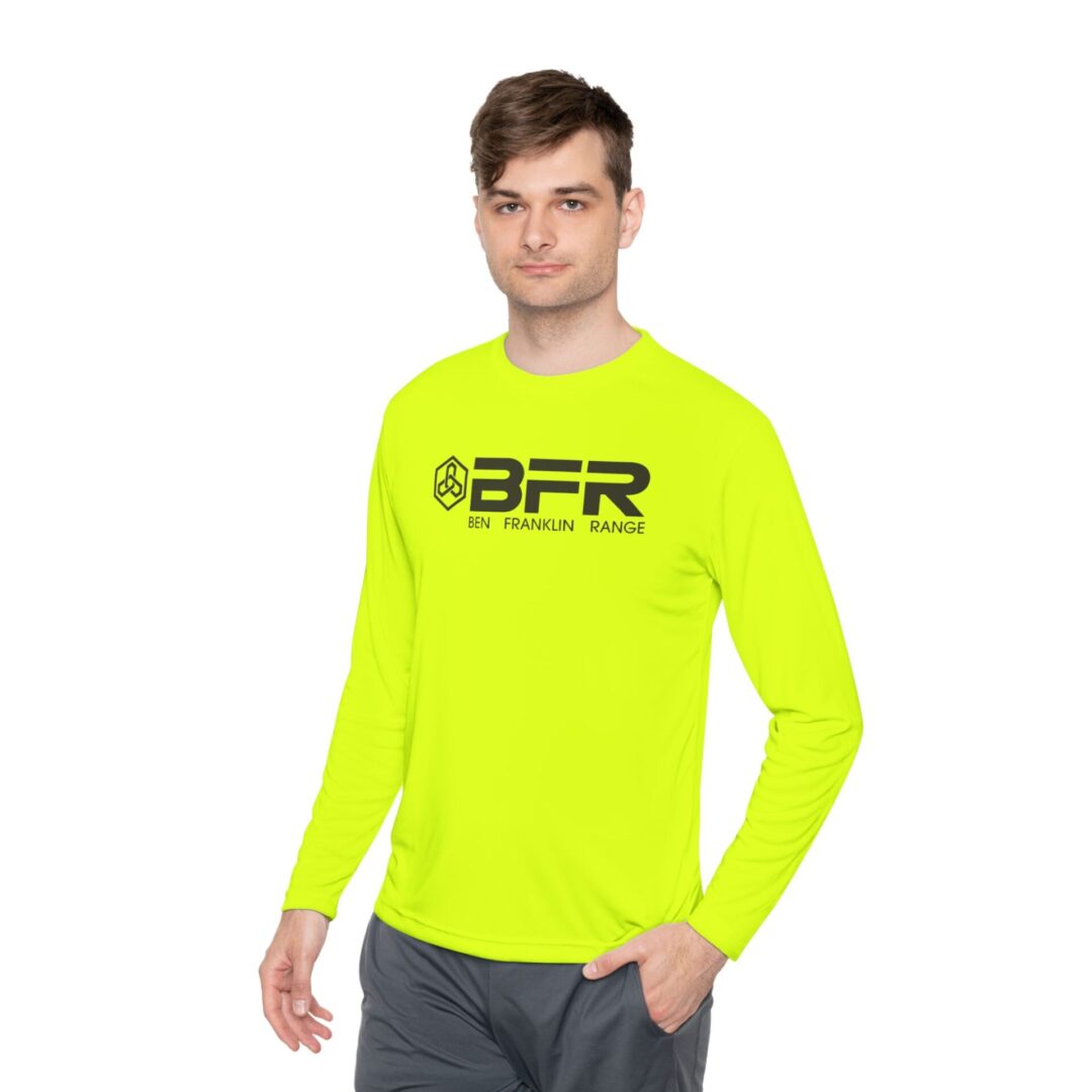 Man in neon BFR long-sleeve shirt.