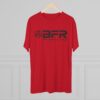 Red T-shirt with "BFR" logo design.