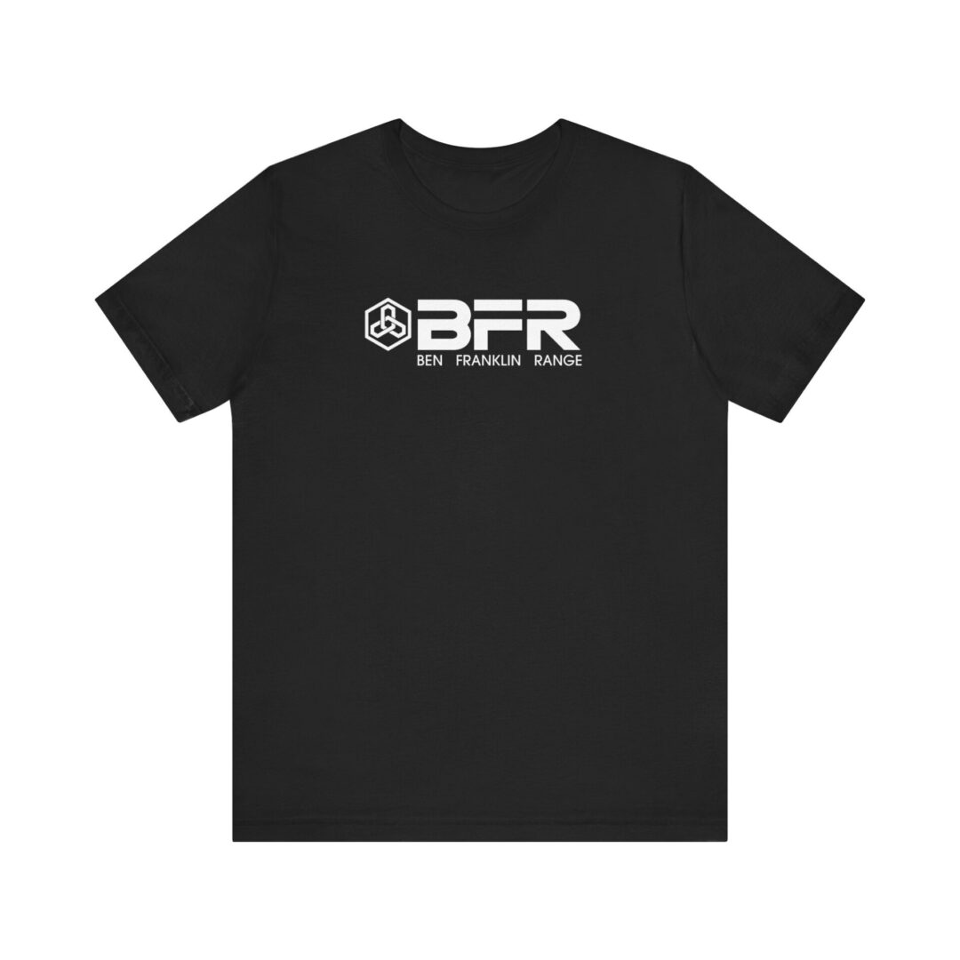 Black t-shirt with white "BFR" logo.