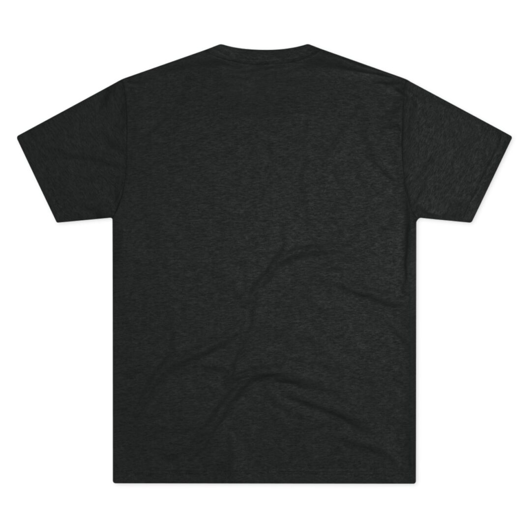 Plain black T-shirt, back view.