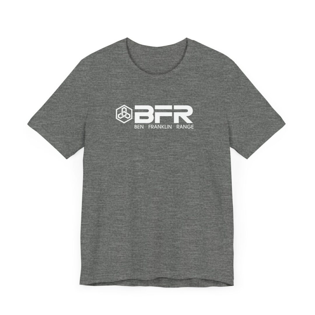 Gray T-shirt with "BFR" white logo.
