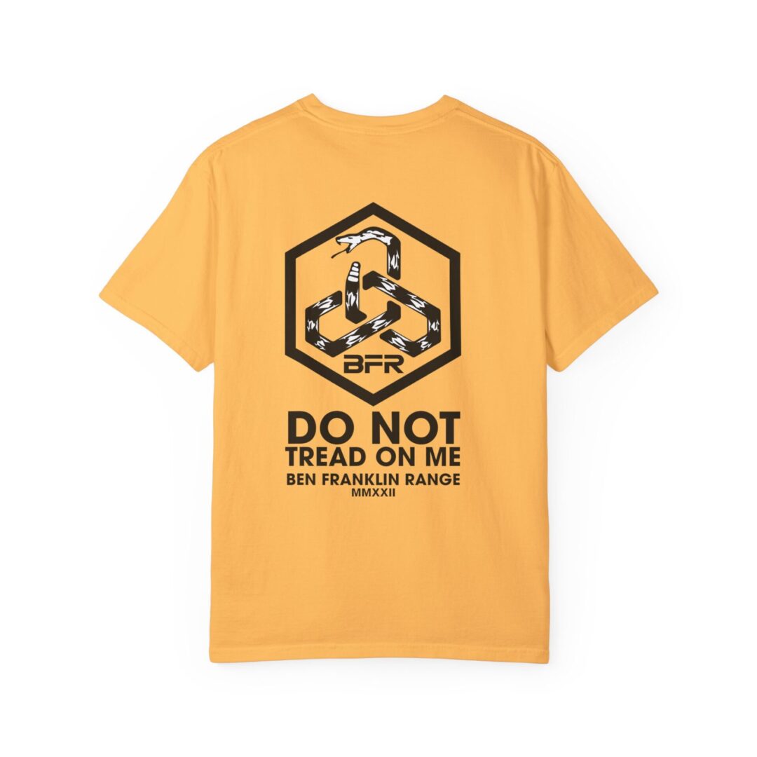 Yellow shirt with "Do Not Tread" design. Yellow shirt with "Do Not Tread" design.