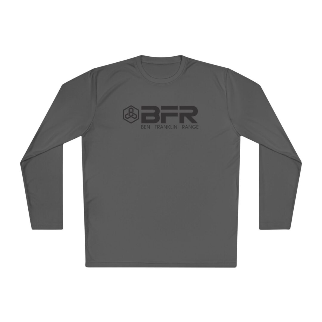 Gray long-sleeve shirt with BFR logo.