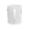 White mug with a side handle.