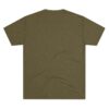 Olive green T-shirt, back view.