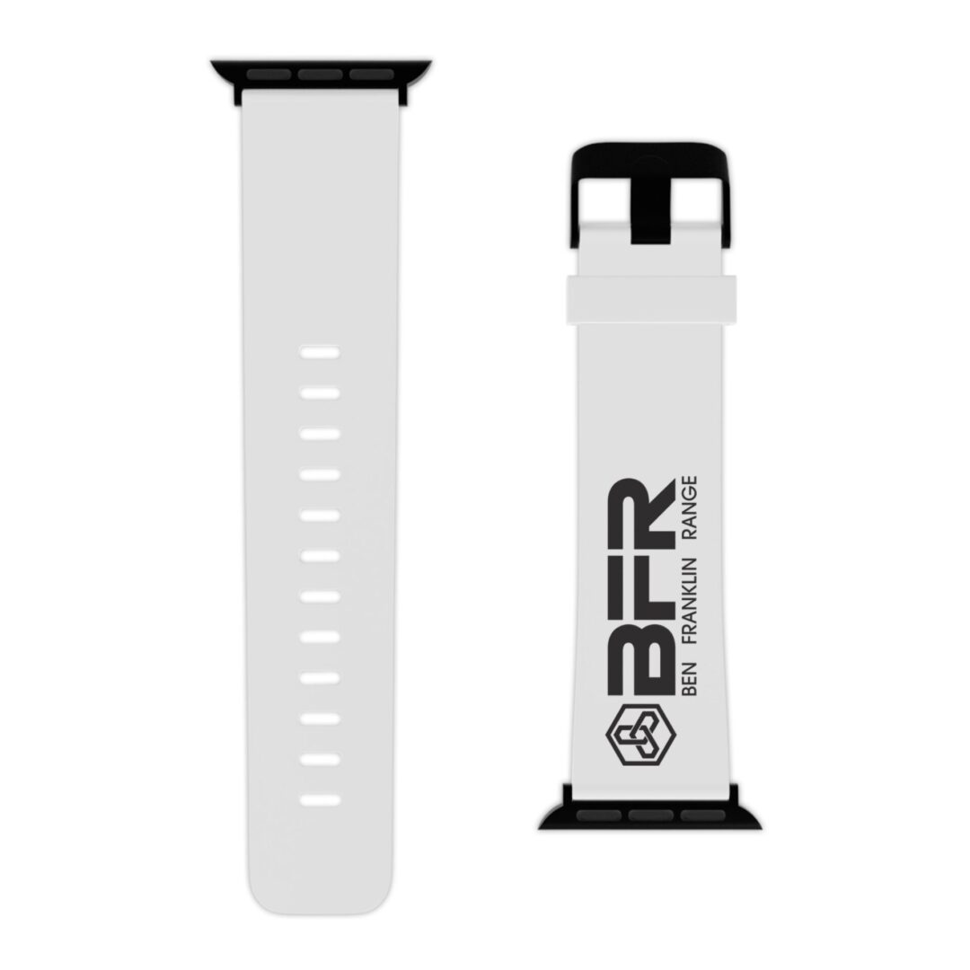 White fitness strap with BFR logo.