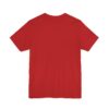 Red t-shirt, back view, plain design.