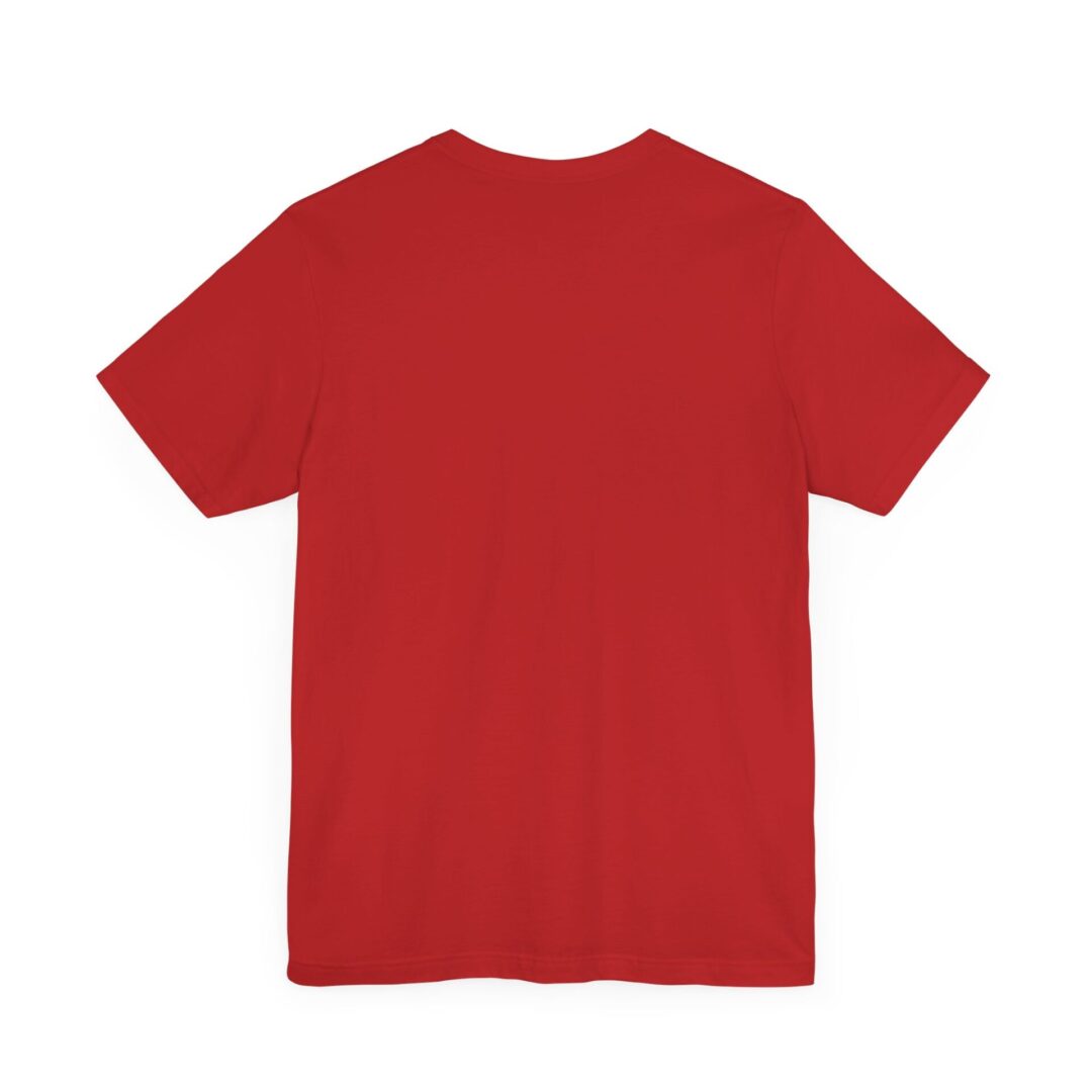 Red t-shirt, back view, plain design.