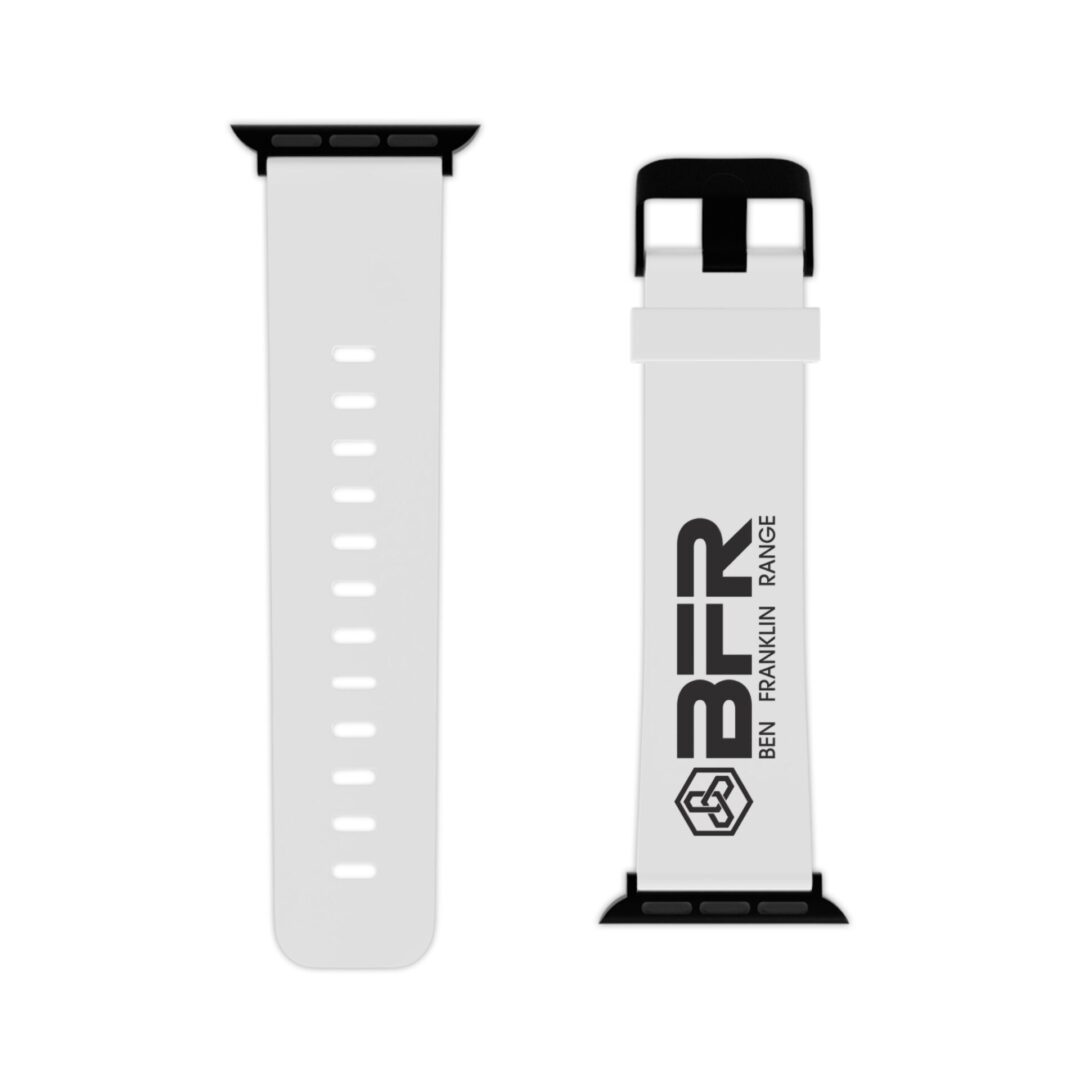 White fitness band with black accents.