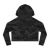 Black camo cropped hoodie with hood.