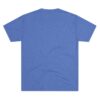 Blue t-shirt back view, plain design.