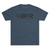 Blue T-shirt with "BFR" logo design.