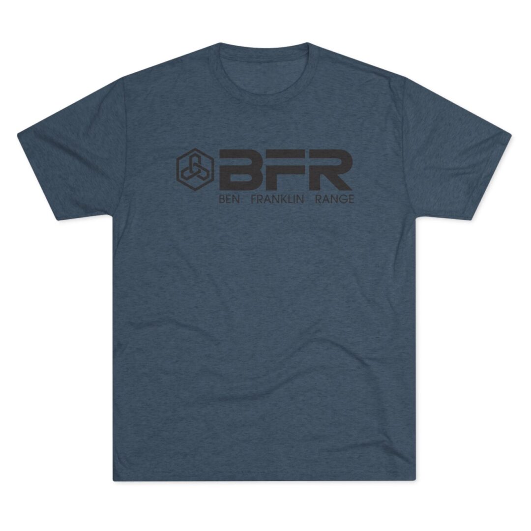 Blue T-shirt with "BFR" logo design.