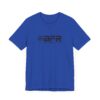 Blue T-shirt with BFR logo design.