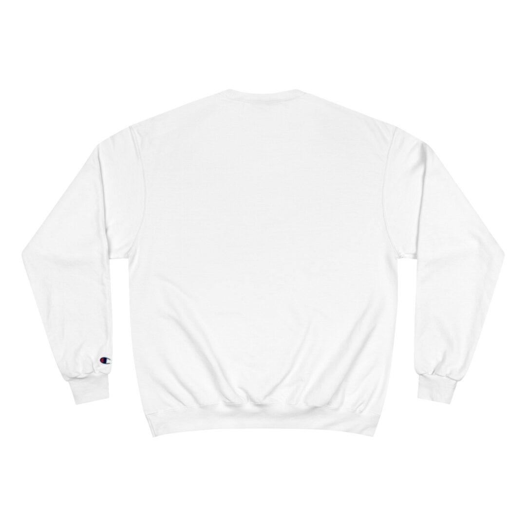 White sweatshirt with long sleeves, back view. White sweatshirt with long sleeves, back view.