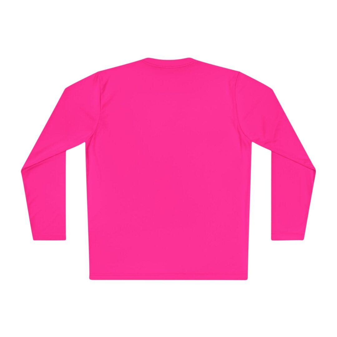 Bright pink long-sleeve shirt, back view.