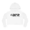 White hoodie with BFR logo design.