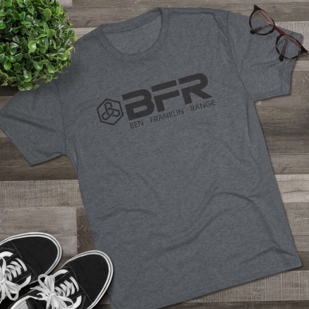 Gray t-shirt with "BFR" logo design.