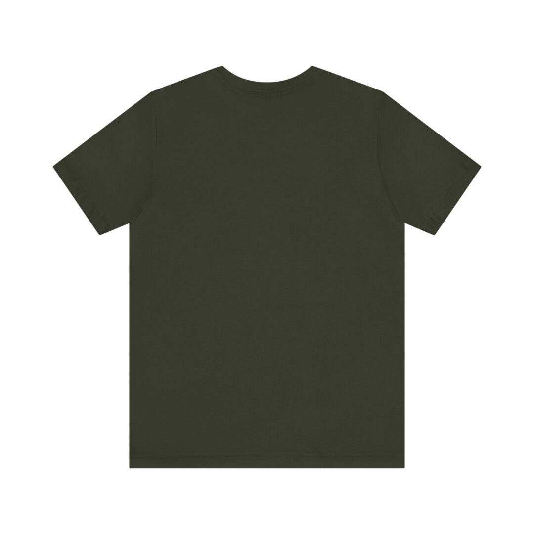 Dark green T-shirt, back view.