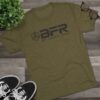 Olive t-shirt with "BFR" logo displayed.