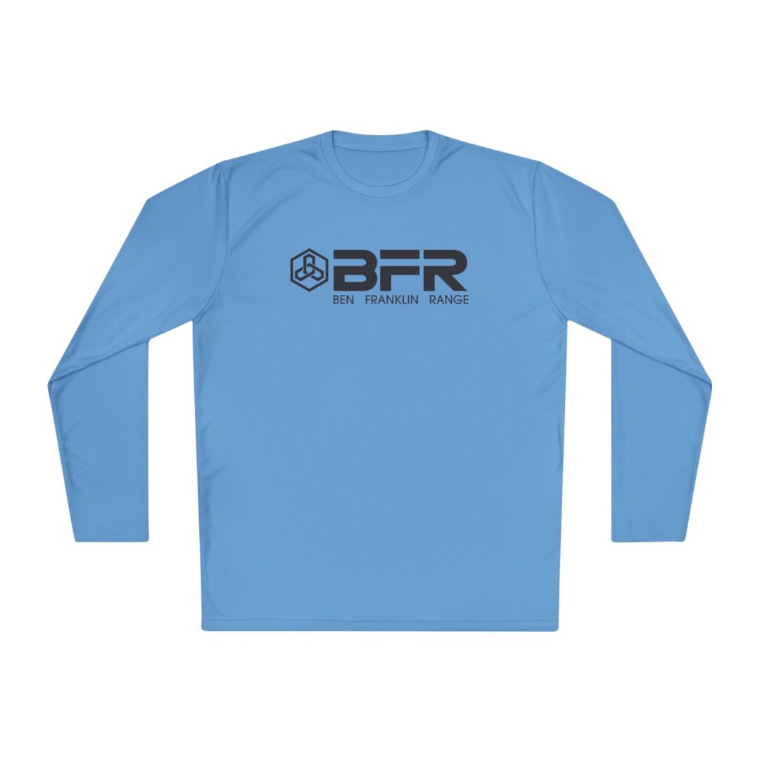 Blue long-sleeve shirt with BFR logo.