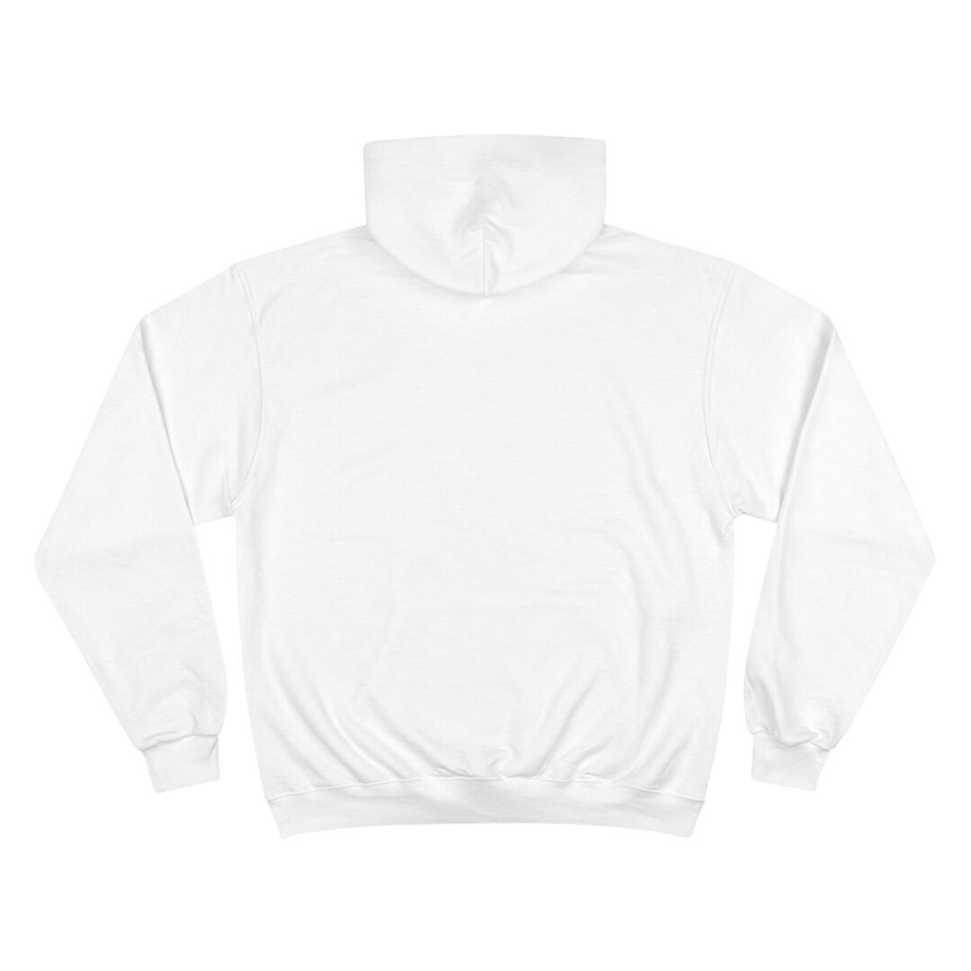 White hoodie displayed from the back.
