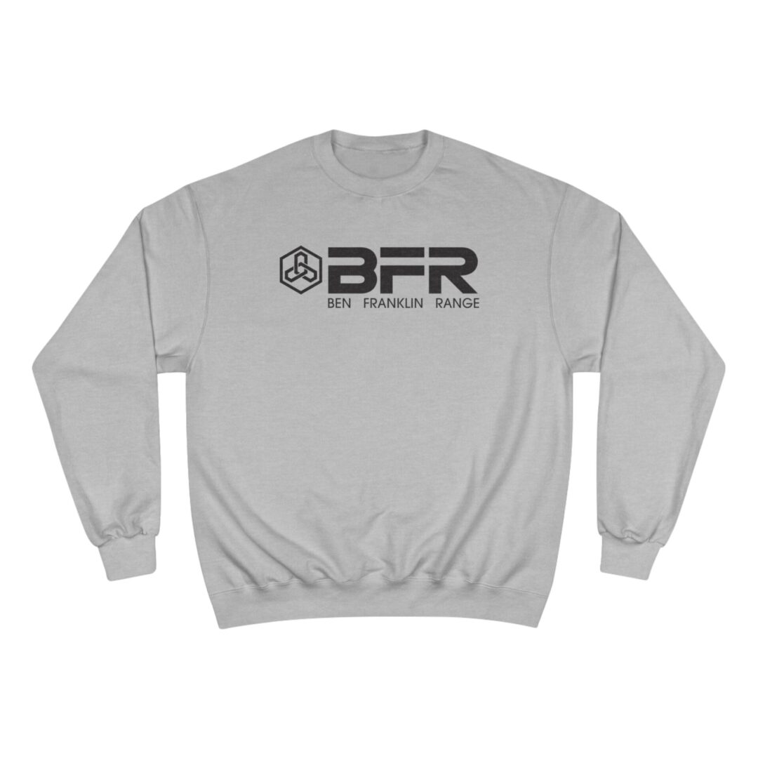 Gray sweatshirt with BFR logo design. Gray sweatshirt with BFR logo design.