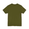 Olive green T-shirt, back view.