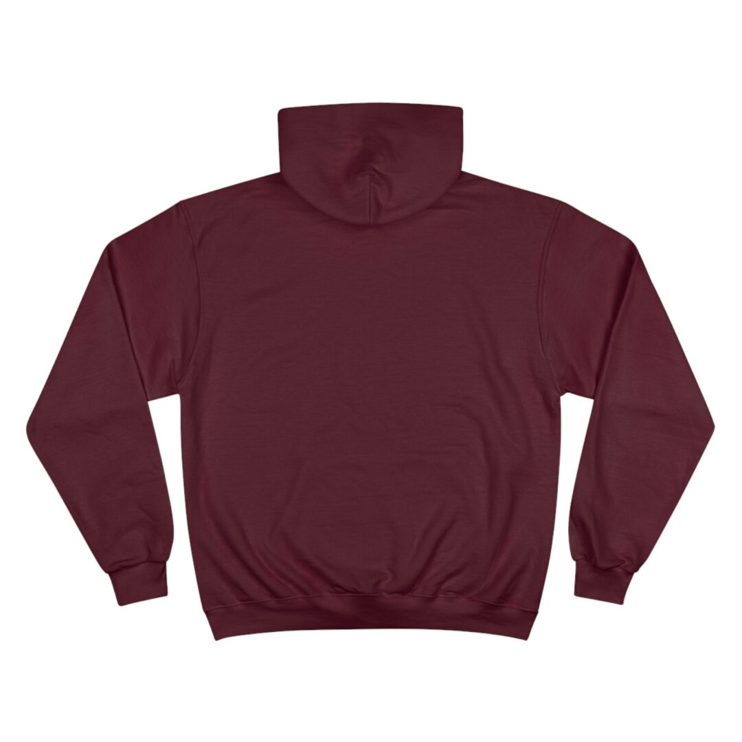 Back view of plain maroon hoodie.