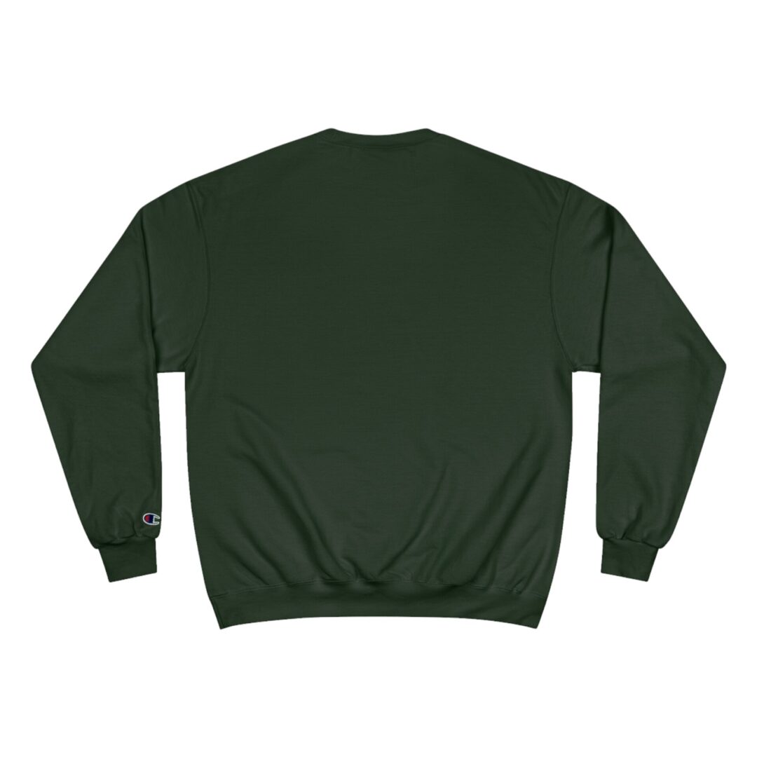 Dark green sweatshirt, back view. Dark green sweatshirt, back view.