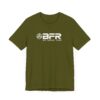 Green T-shirt with "BFR" logo design.